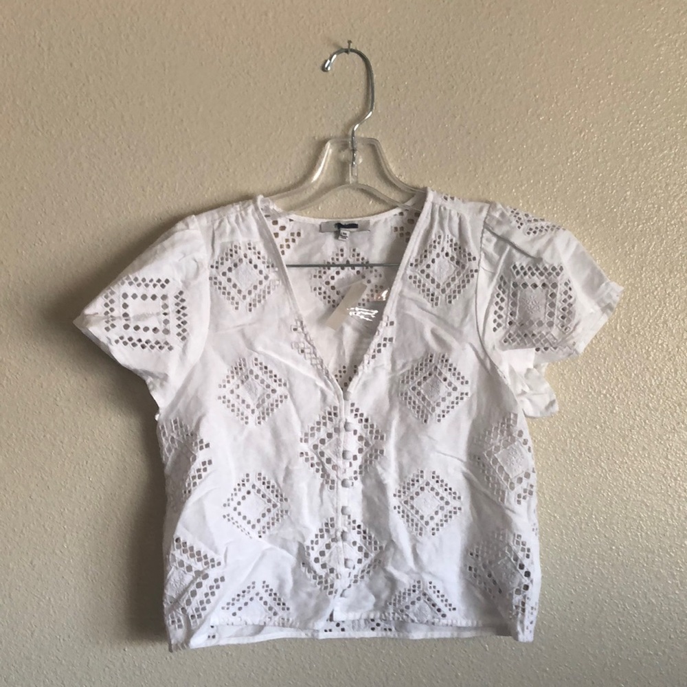 Madewell Eyelet Flutter-Sleeve Top (Size XS) - Picture 3 of 8